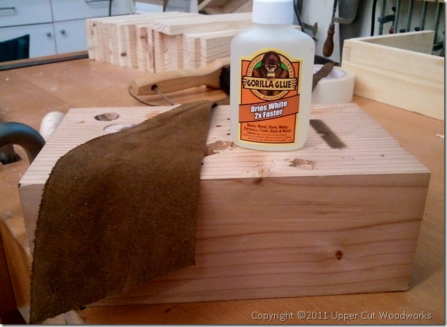 Upper Cut Woodworks Suede and Gorilla Glue for Grammercy Holdfasts